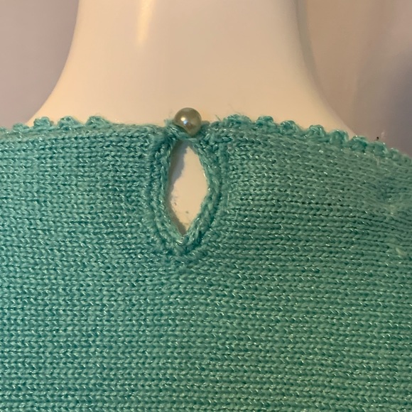 Green sweater vintage with pearl beaded designs - Picture 6 of 8